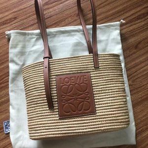 SMALL SQUARE BASKET BAG IN RAFFIA AND CALFSKIN